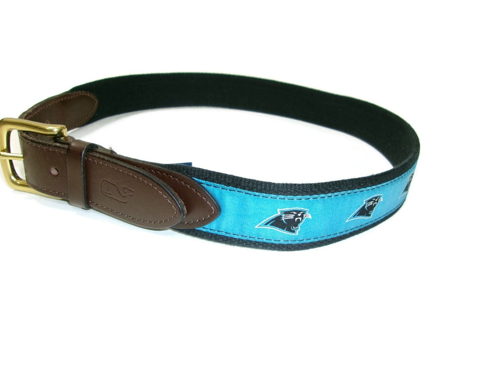 Vineyard Vines Mens Carolina Panthers Logo Team Belt Blue Size 30 Canvas Leather