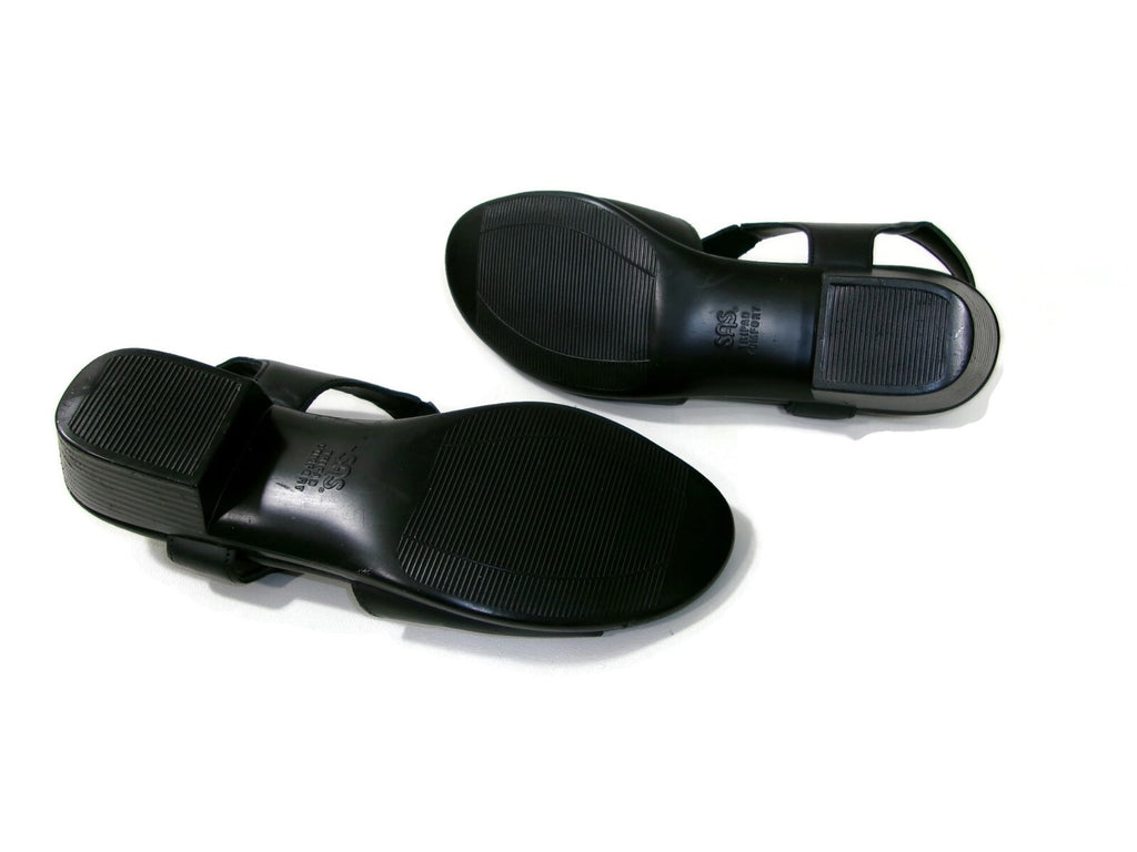 SAS Womens Sandals Shoes Size 9 M  Black Leather Suntimer Low Heels Comfort