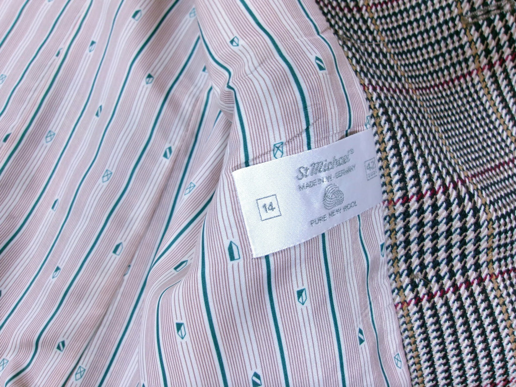St Michael Houndstooth Plaid Womens Vintage Jacket Blazer Size 14 MD In Germany