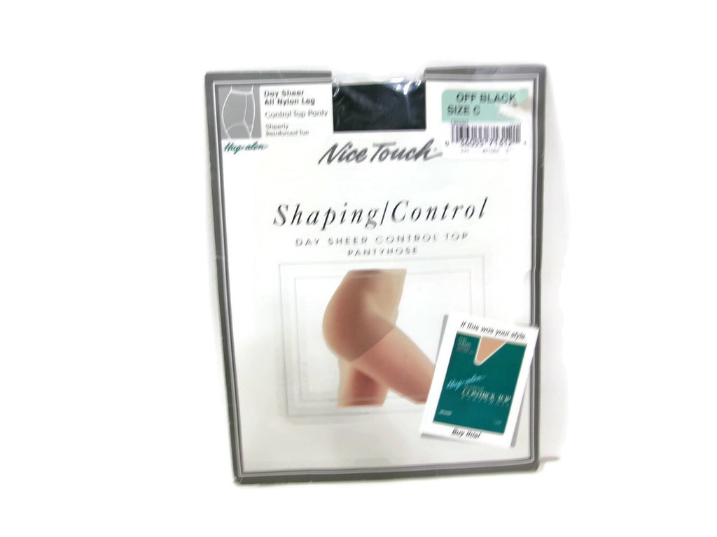 NICE TOUCH Shaping Control Day Sheer Control Top PantyHose  Stockings Off Black