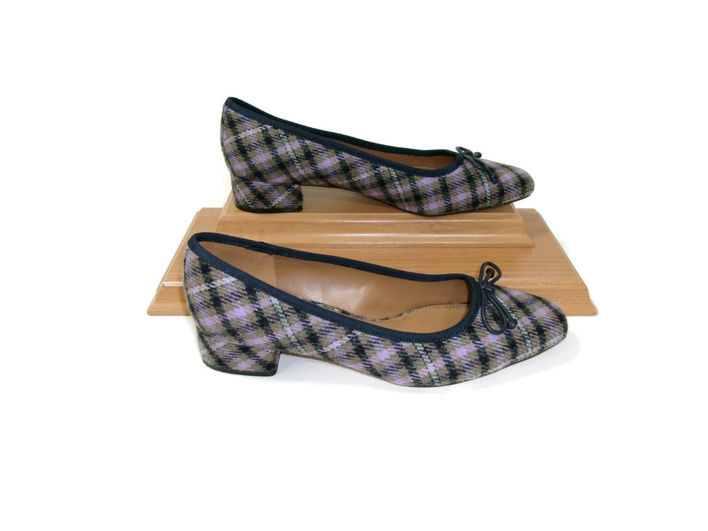 Talbots Womens Edith Flat Shoes Size 8 M Purple Black Taupe Olive Plaid