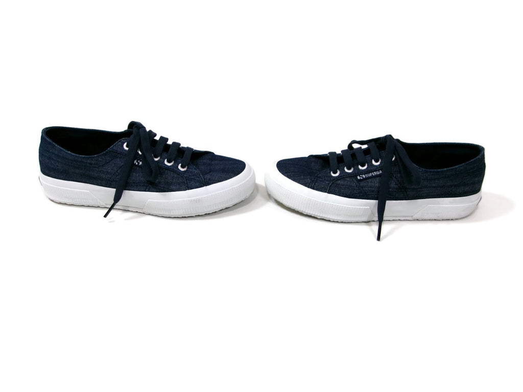 Superga Blue Sparkley Sporty Denim Cute Sneaker Women Shoes Size 6.5 US 37 Euro