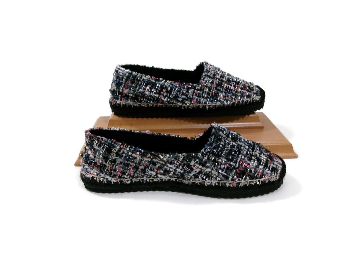 Karl Lagerfeld Arogo 2 Womens Tweed Slip On Flats Shoes Size 10 M Multi Colored