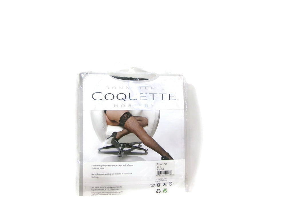 COQUETTE Womens Black Hosiery FishNet Thigh High Stockings One Size  OS