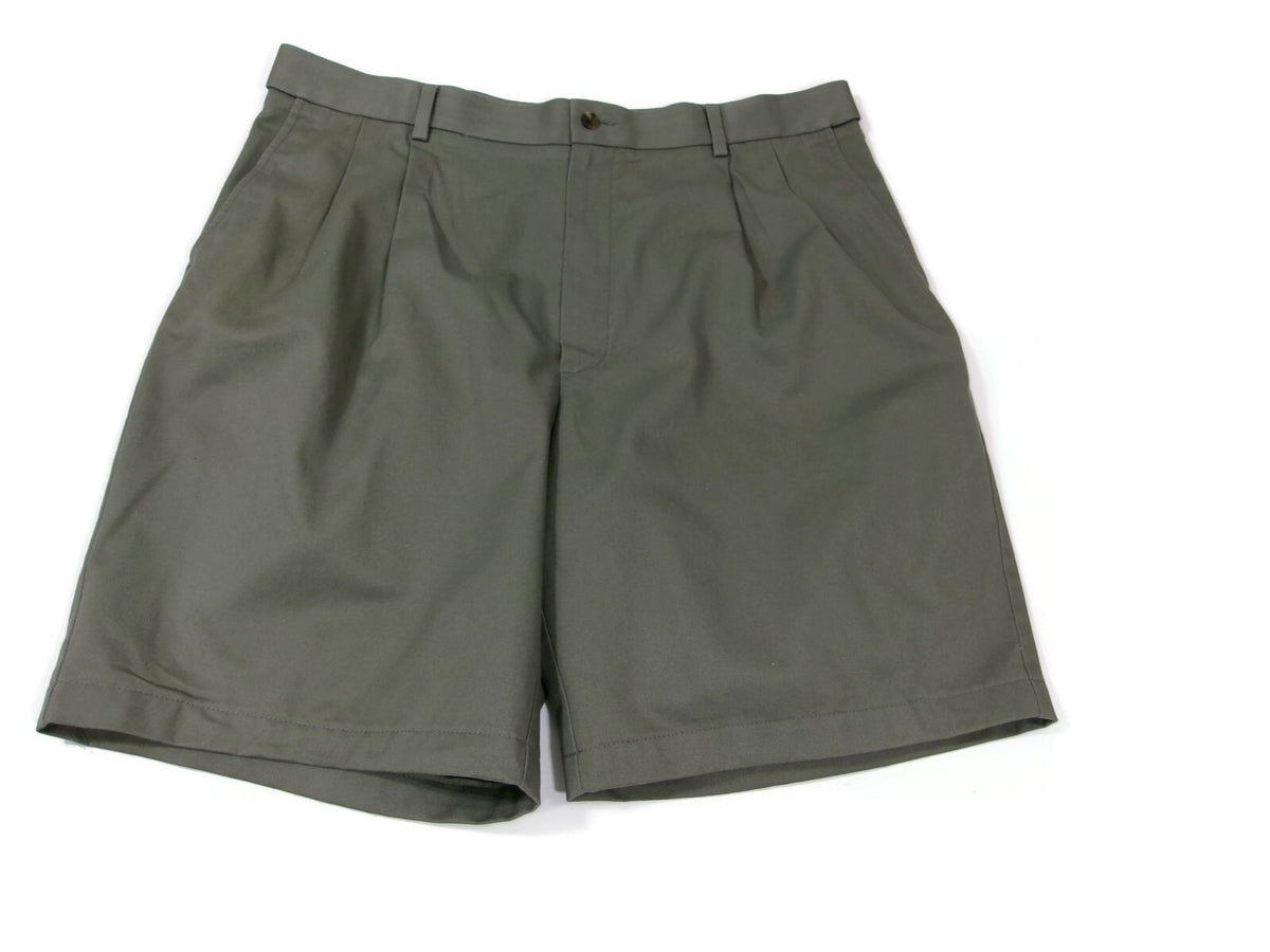 ROUND TREE & YORK Easy Care Mens Olive Green Khaki Chino Shorts Size 40