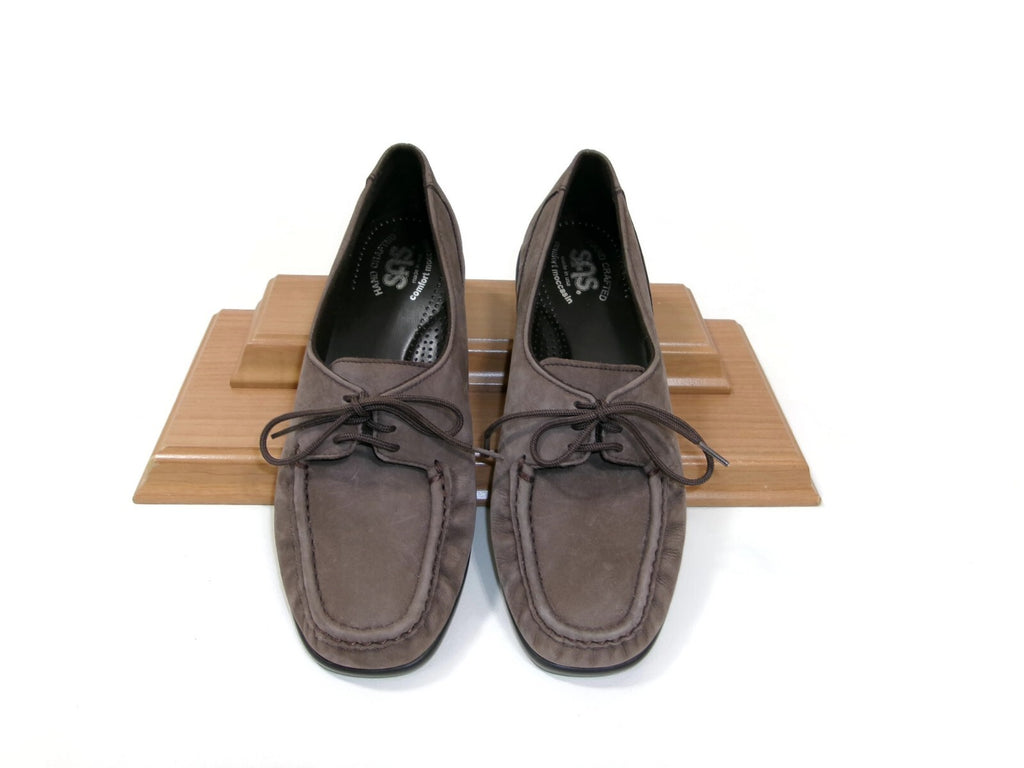 SAS Womens Hand Crafted Comfort Leather Moccasiins Taupe Brown Shoes Size 6.5 W