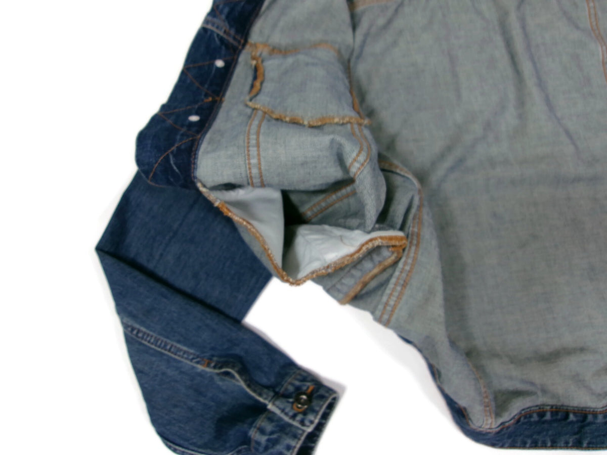 TRUE CRAFT Mens Distressed Relaxed Denim Jean Jacket Size M Medium