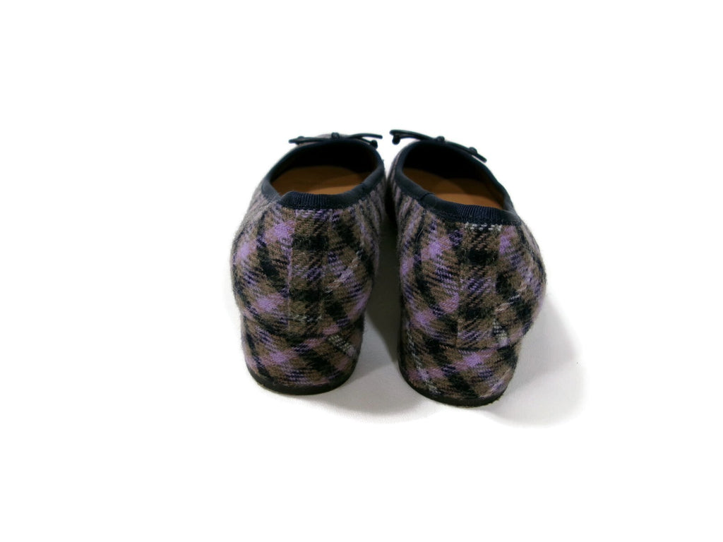 Talbots Womens Edith Flat Shoes Size 8 M Purple Black Taupe Olive Plaid