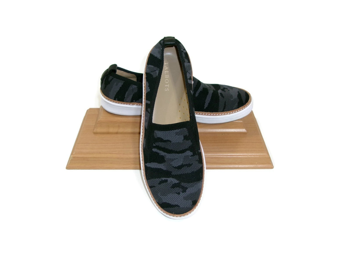 Talbots Womens Brittany Knit Black & Grey Slip On Camouflage Shoes Size 9.5 M
