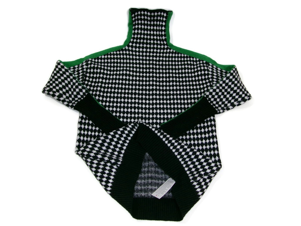 Womens Turtleneck Checkerboard Knitted Sweater Black Green White Size S Small