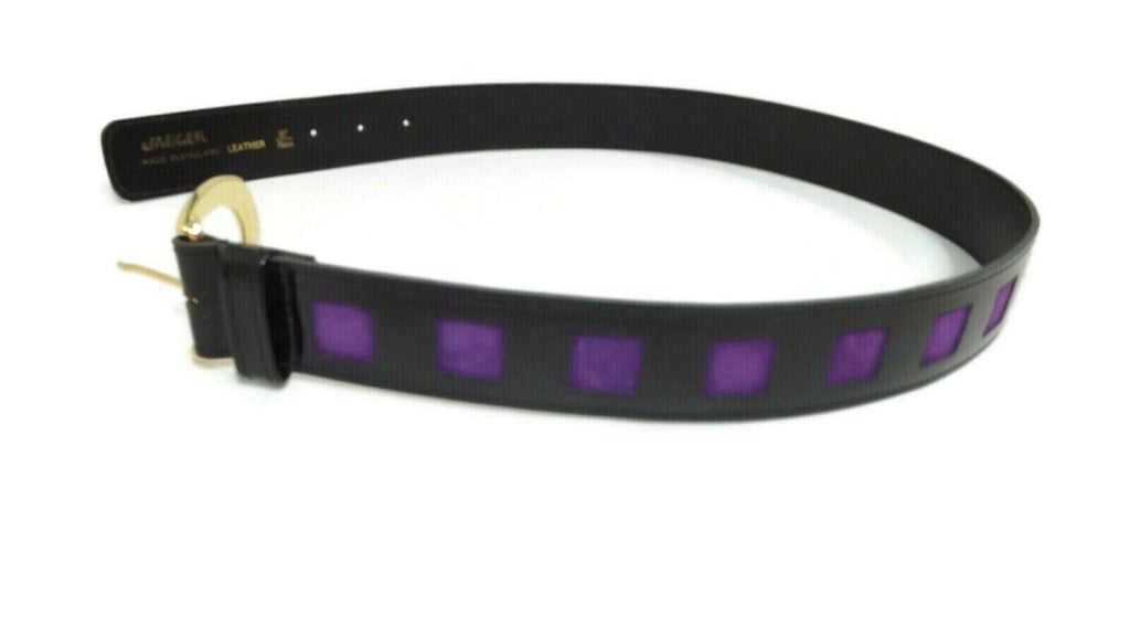 JAEGER Couture Belt Purple Suede & Black Patent Leather Size 30" MD in ENGLAND