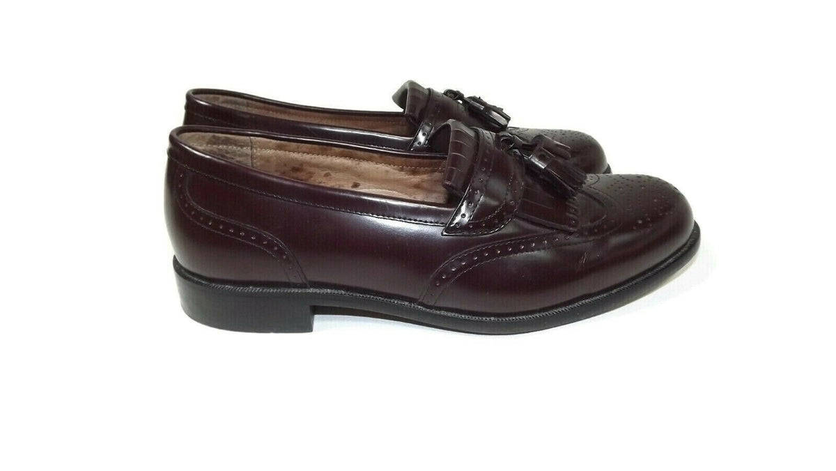 BOSTONIAN Mens Classic First Flex Burgundy Tassel Wingtips Dress Shoes Size 8 W