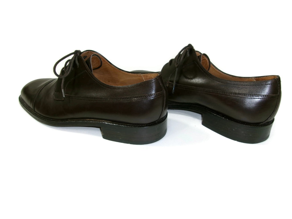 Bally Mens Dress Shoes Size 9 US / 8 EU Dark Brown Cap Toe Leather Oxfords