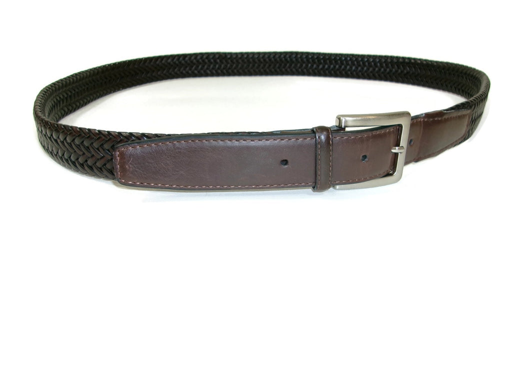 Brown Handcrafted Bonded Leather Mens Casual to Dress Belt Size 50 Silver Buckle