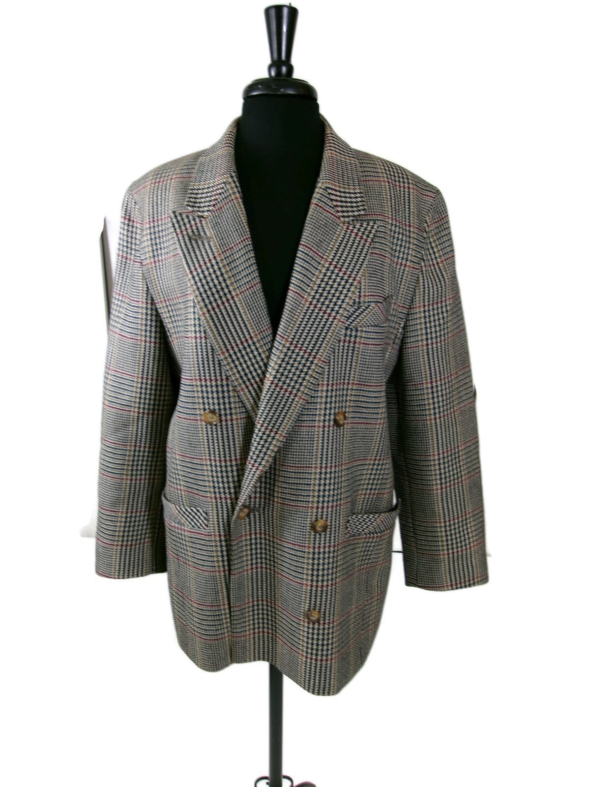 St Michael Houndstooth Plaid Womens Vintage Jacket Blazer Size 14 MD In Germany