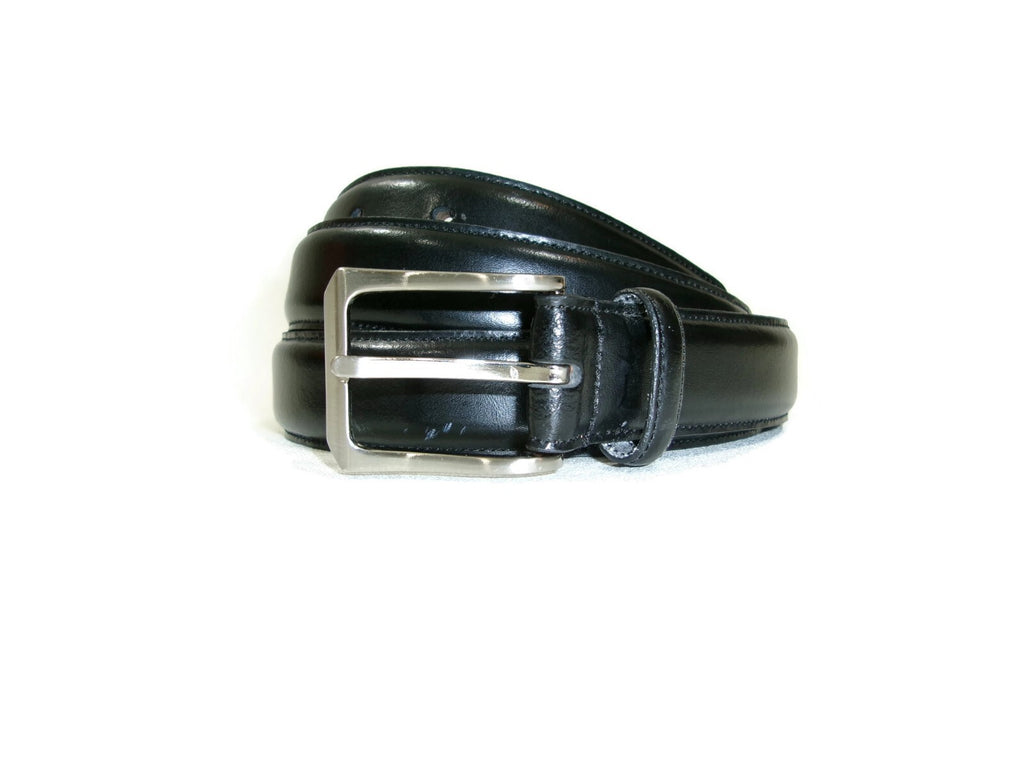 Jos. A. Bank Mens Black Genuine Italian  Leather Belt Silver Buckle Size 48