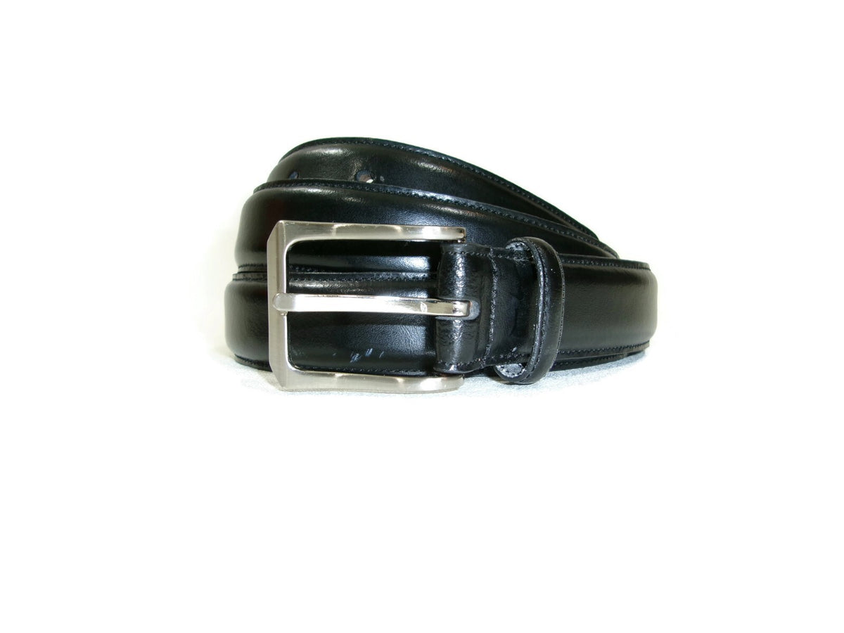 Jos. A. Bank Mens Black Genuine Italian  Leather Belt Silver Buckle Size 48