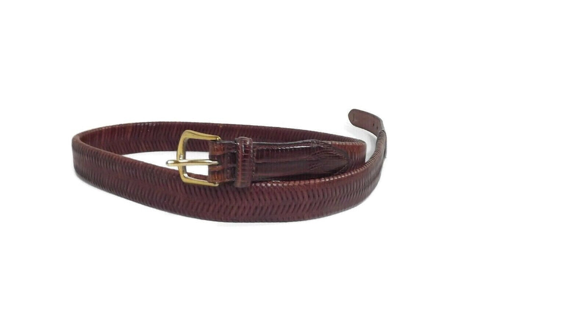 RED HEAD Quality Brown Tan Full Grain Leather Belt Size 38 Braided Croc Tips