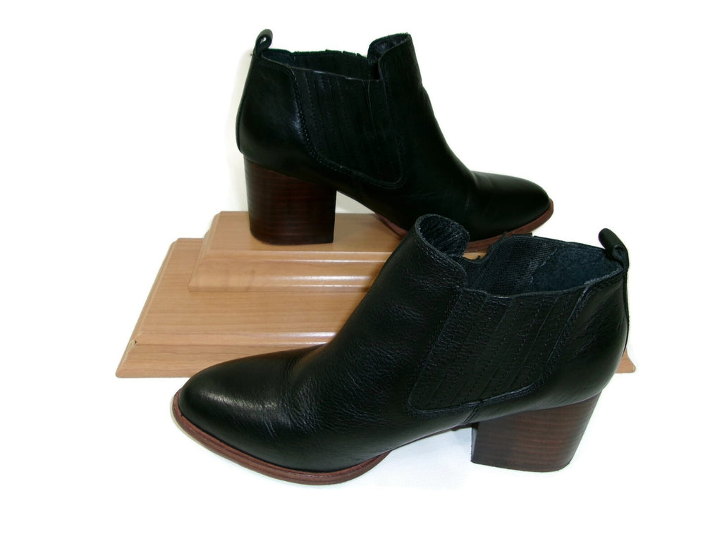 Isola Womens Boots Booties Shoes Size 7 M Black Leather Block heels Slip On