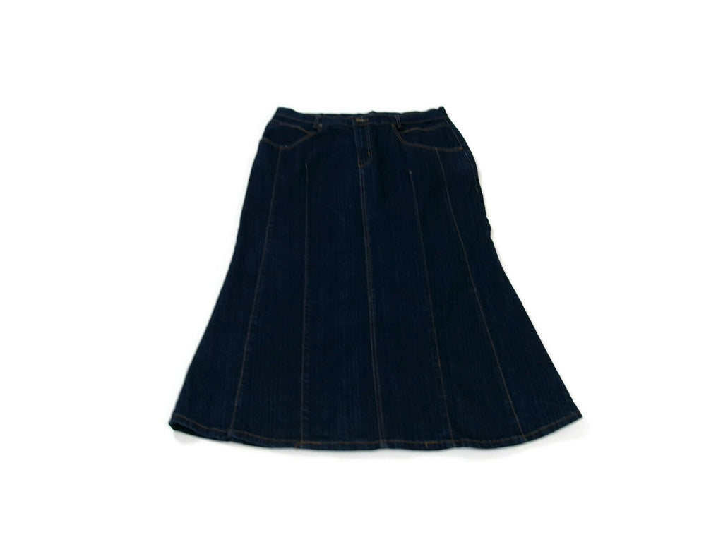 Womens Jamie NICOLE Denim Jean Skirt Long Slight Flare Some Distress  Size 16