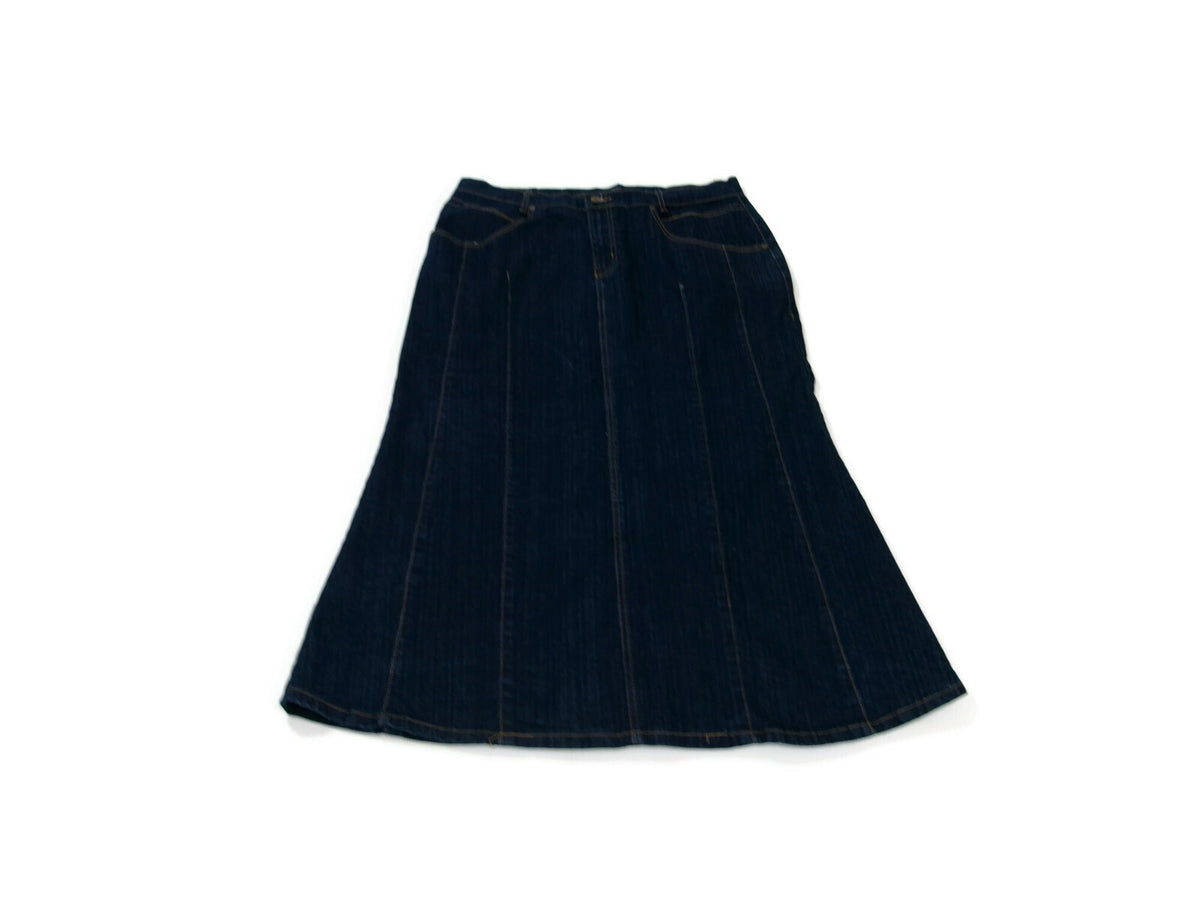 Womens Jamie NICOLE Denim Jean Skirt Long Slight Flare Some Distress  Size 16