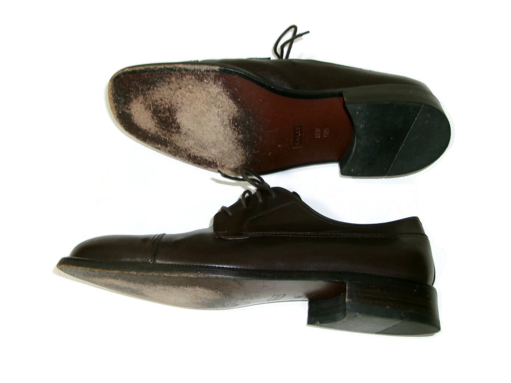 Bally Mens Dress Shoes Size 9 US / 8 EU Dark Brown Cap Toe Leather Oxfords