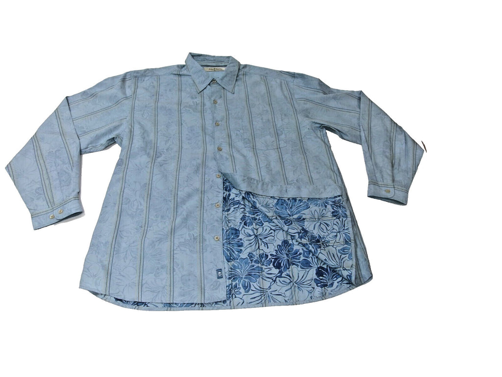 Mens Tommy Bahama Silk Cotton  Blend Long Sleeve  Shirt Unique Print Size XL