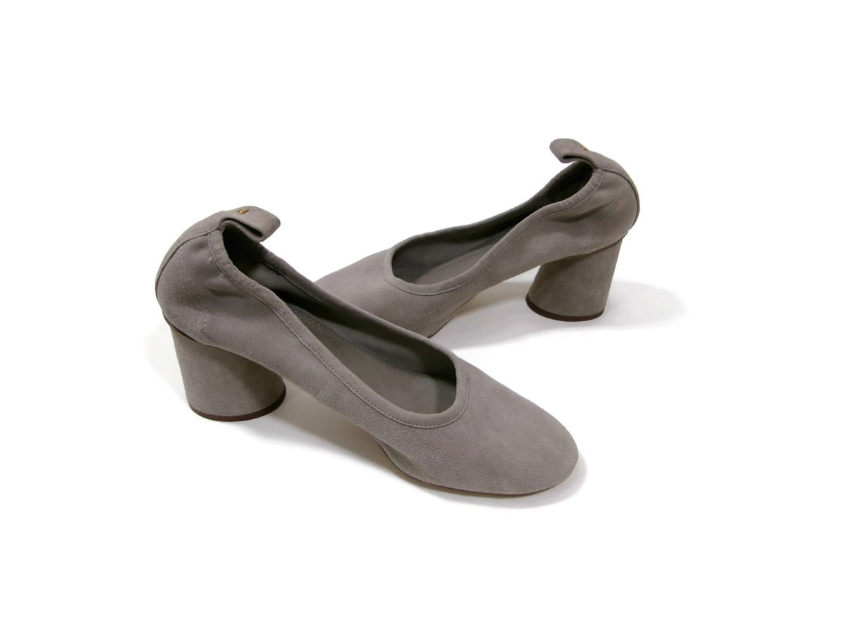 Tory Burch Womens Stylish Taupe Beige Block Heel Slip On Pumps Shoes Size 8.5 M