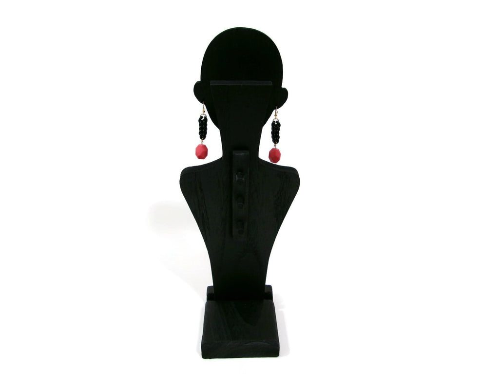 Womens Ear Candy Statement Drop Earrings Pretty Coral  w/ Unique Rubber Design