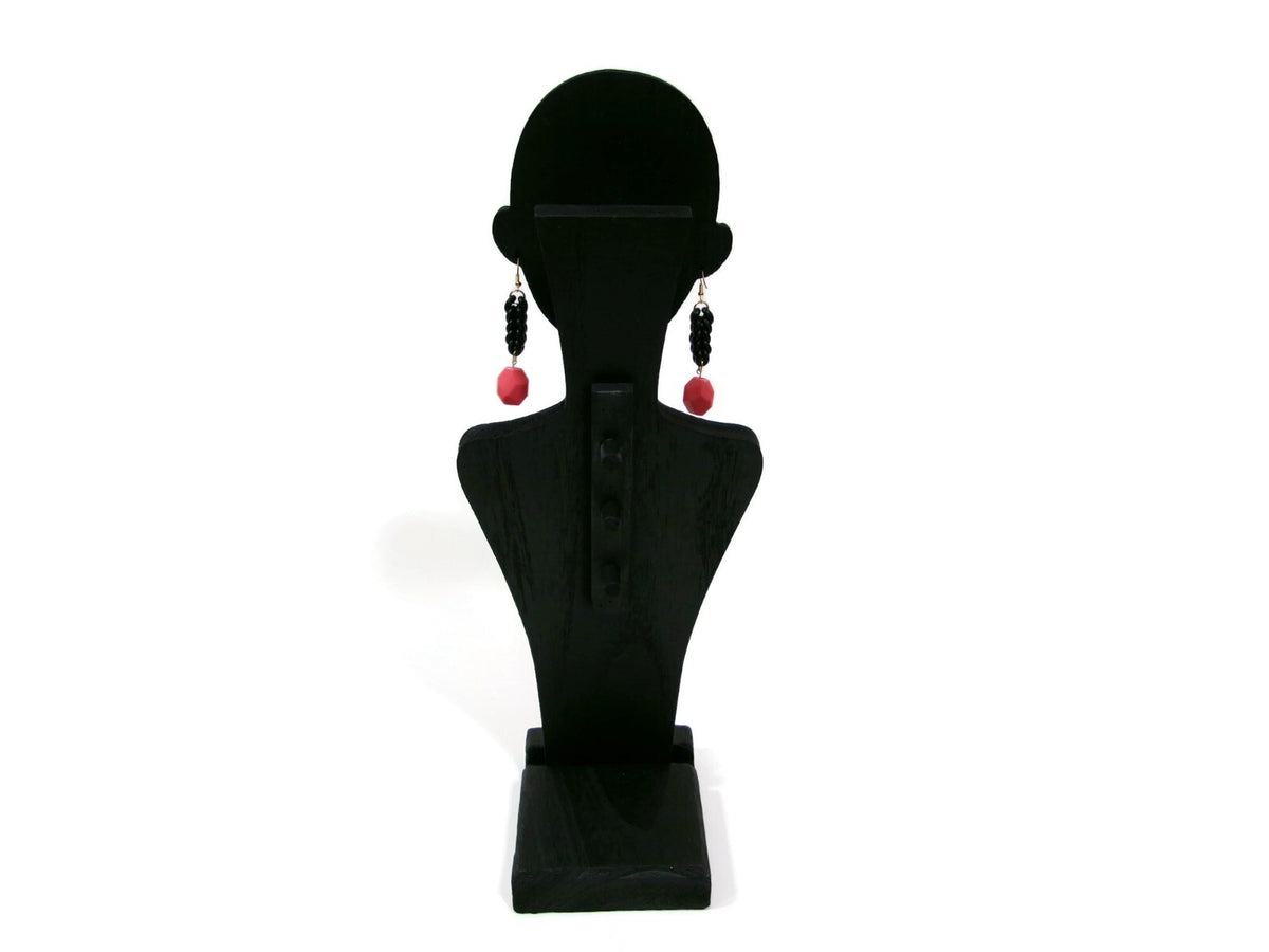 Womens Ear Candy Statement Drop Earrings Pretty Coral  w/ Unique Rubber Design
