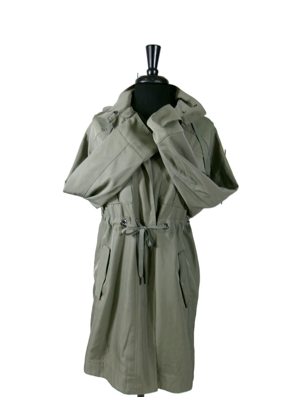 Simply Vera Womens Olive Green Hooded  Utility Military Jacket Size S Small