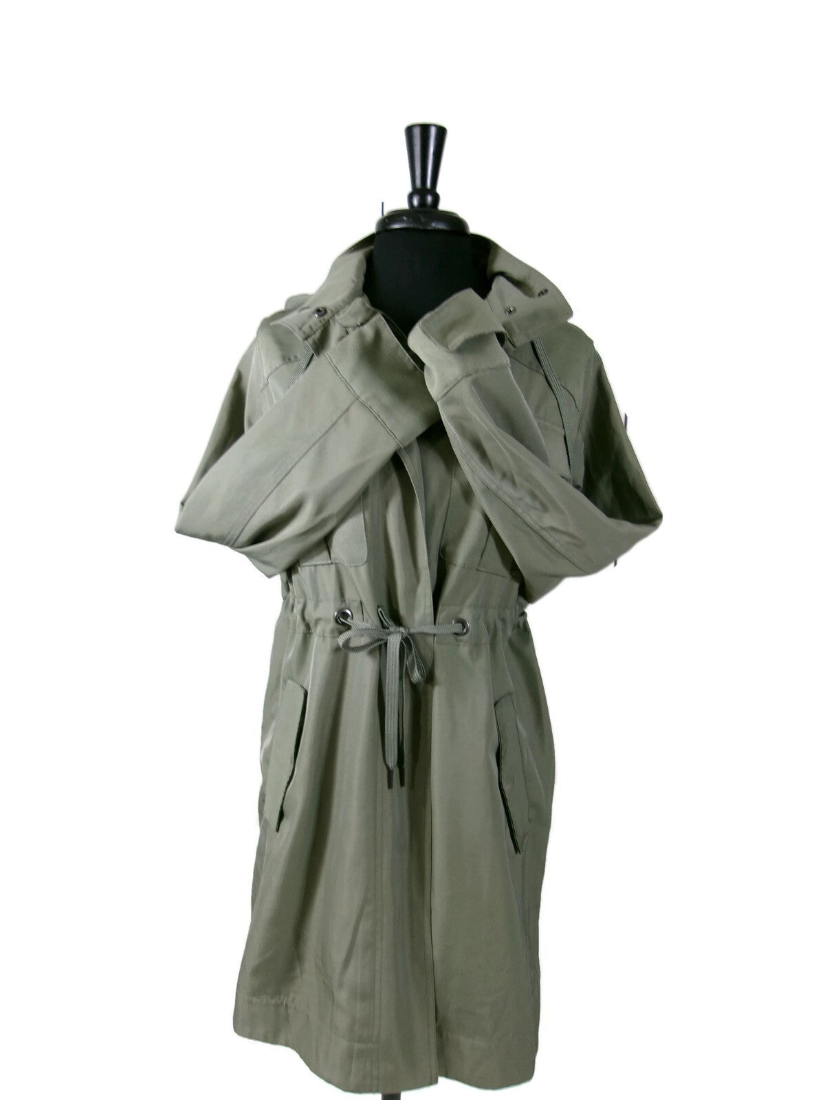 Simply Vera Womens Olive Green Hooded  Utility Military Jacket Size S Small