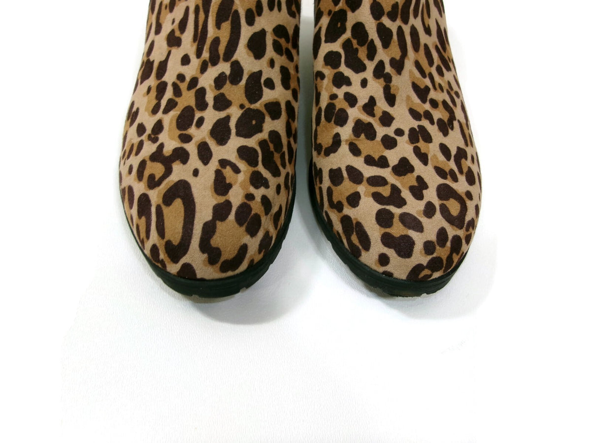 Dr. Scholl's Womens Comfort Leopard Animal Print Booties Shoes Size 7.5 M