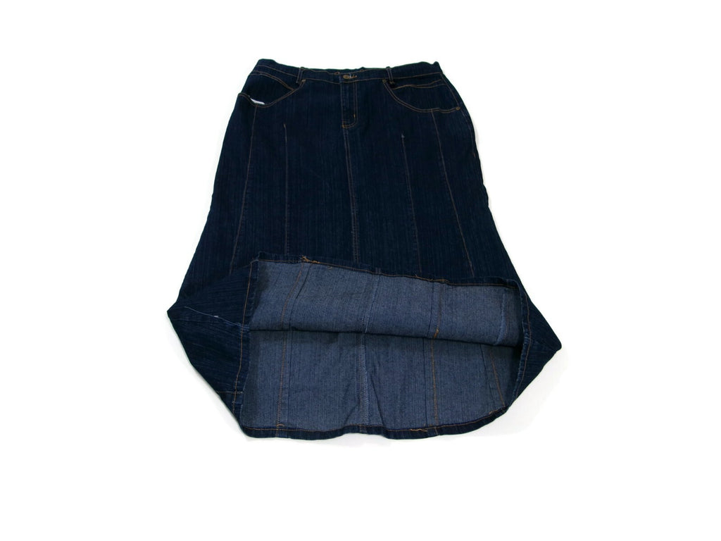 Womens Jamie NICOLE Denim Jean Skirt Long Slight Flare Some Distress  Size 16