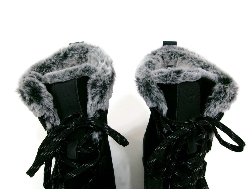 Womens  Black Suede & Warm Faux Fur Lined Winter Snow Boots Shoes Size 11 M