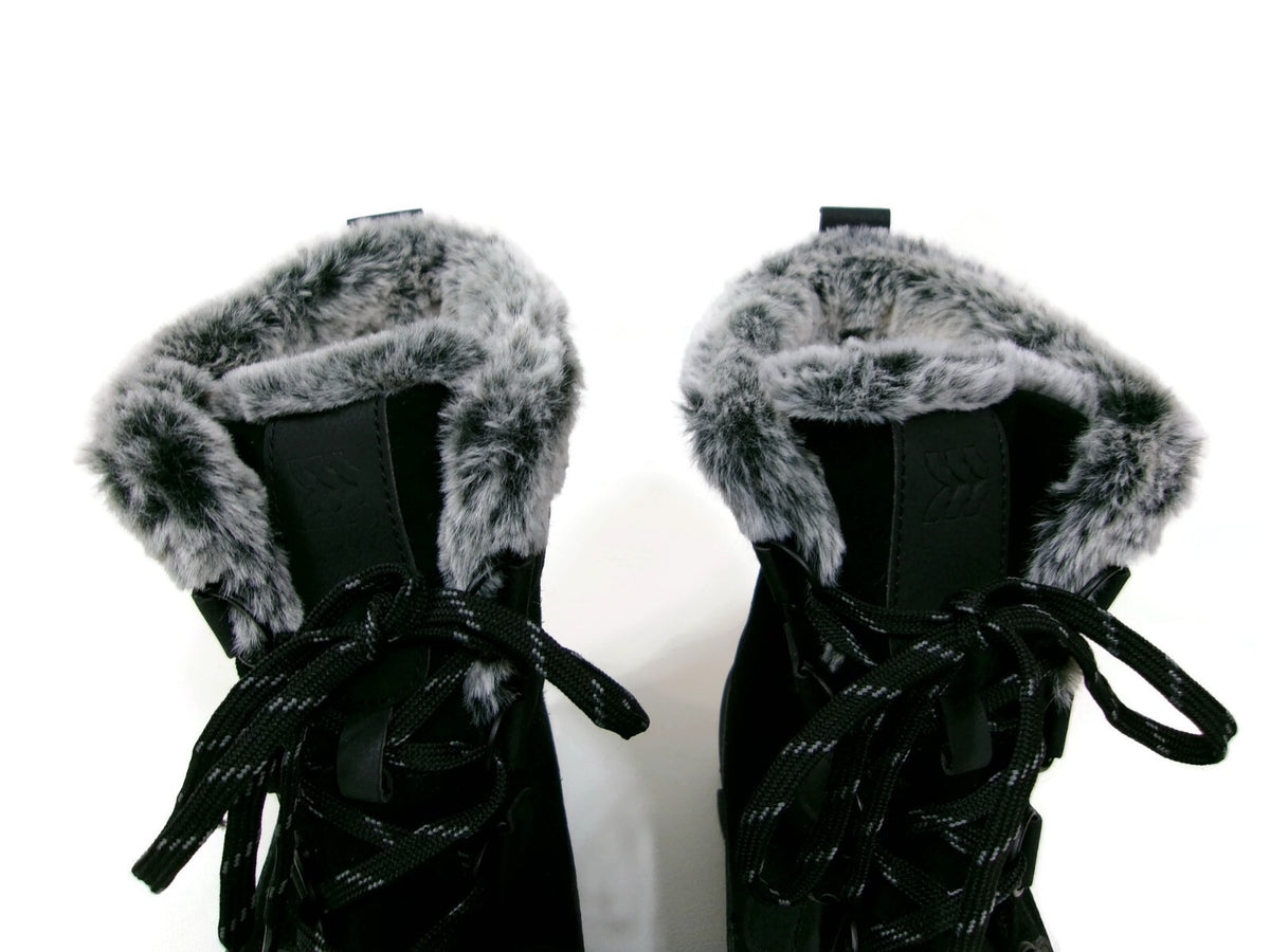 Womens  Black Suede & Warm Faux Fur Lined Winter Snow Boots Shoes Size 11 M