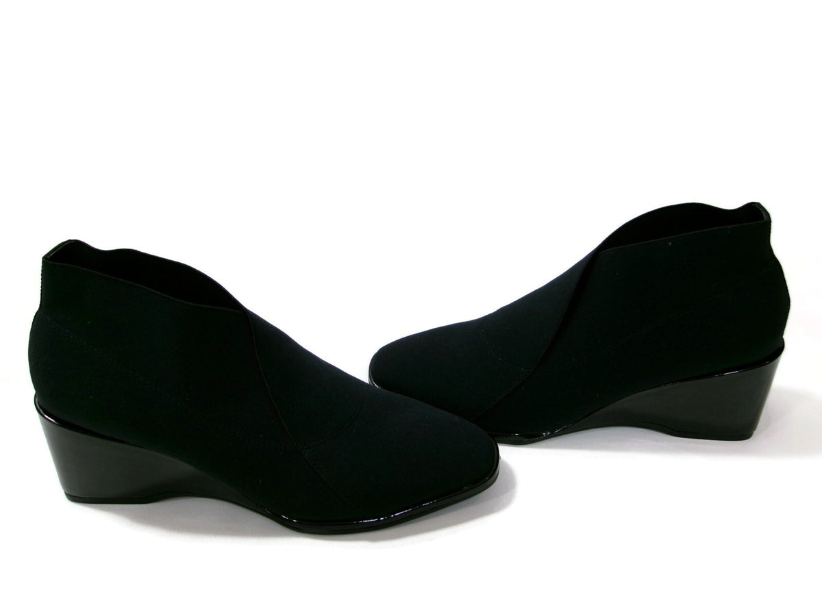 Aerosoles Women's Black Anini Stretch Wedge Booties Size 8 M Pull On Ankle