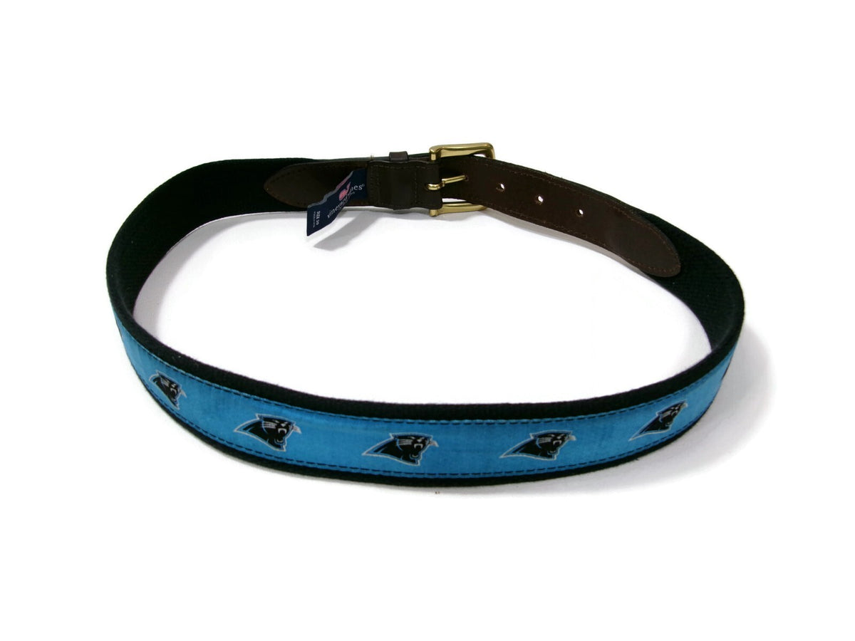 Vineyard Vines Mens Carolina Panthers Logo Team Belt Blue Size 30 Canvas Leather