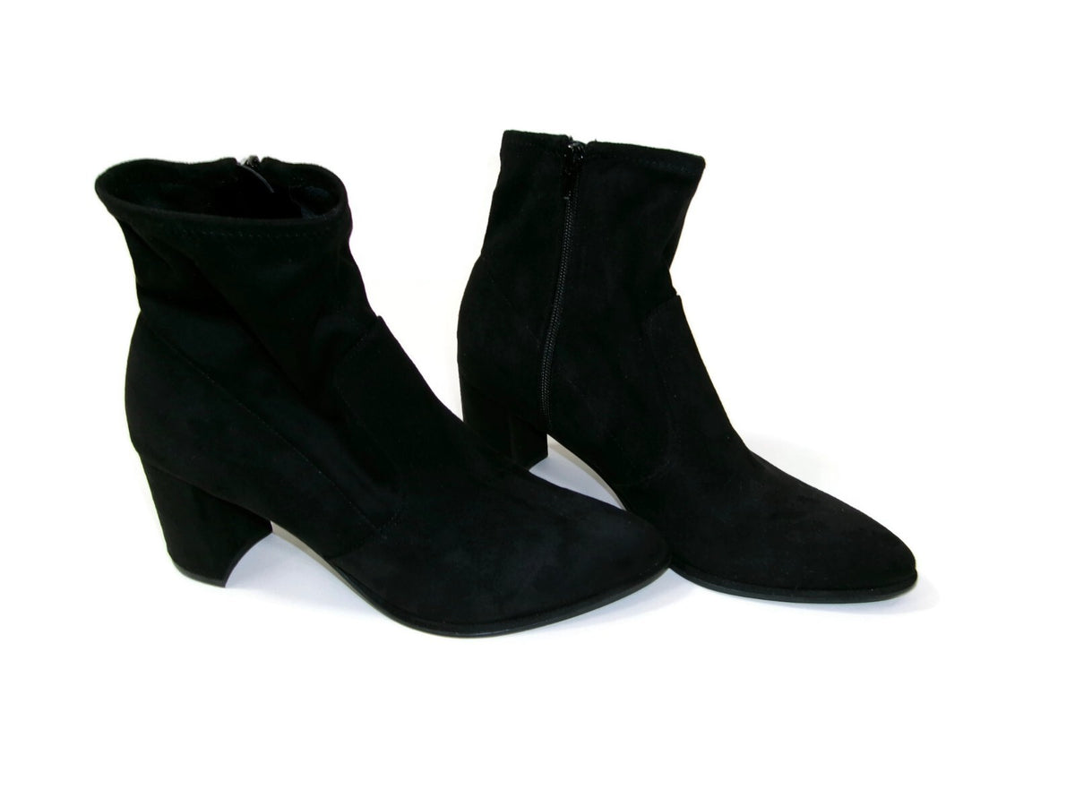 Nine West Womens Black Faux Suede Glove Ankle Boots Shoes Size 10 M Side Zip