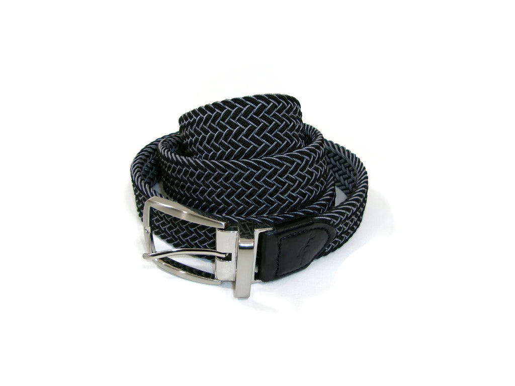 Tommy Bahama Mens Stretch Braided Belt Black Gray Nickel Buckle Size L/ XL 38-42