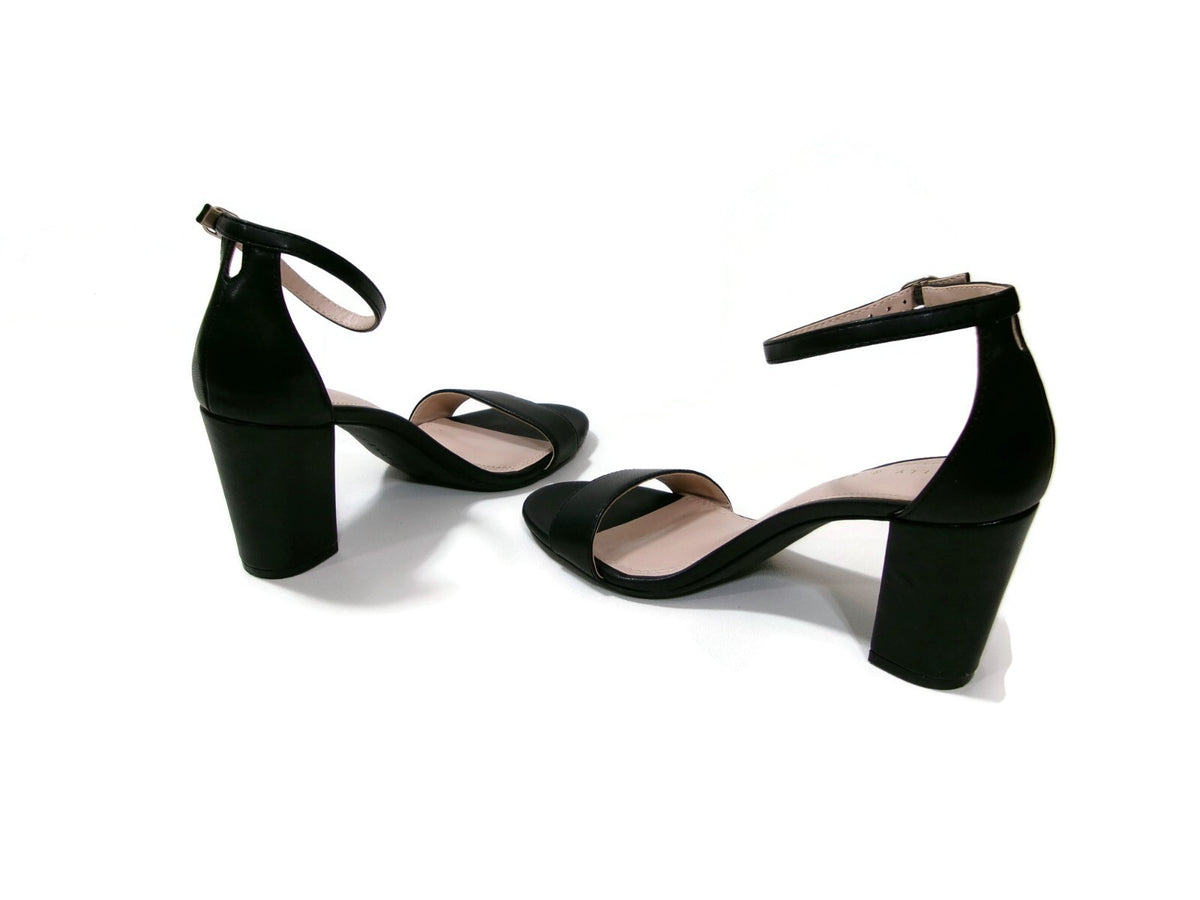 Kelly & Katie Womens Black Sandals Shoes Size 7.5 M Ankle Strap Slingbacks Heels