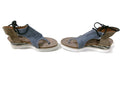 Muk Luks Womens Sandals Shoes Size 8 Light Denin Khaki Canvas Zebra Side Design