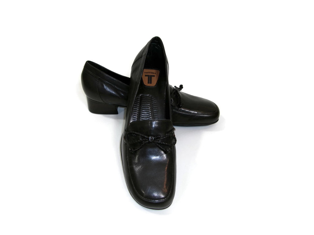 Trotters Womens Dark Brown Leather Low Heels Flats Shoes Size 9 M Braided Bow