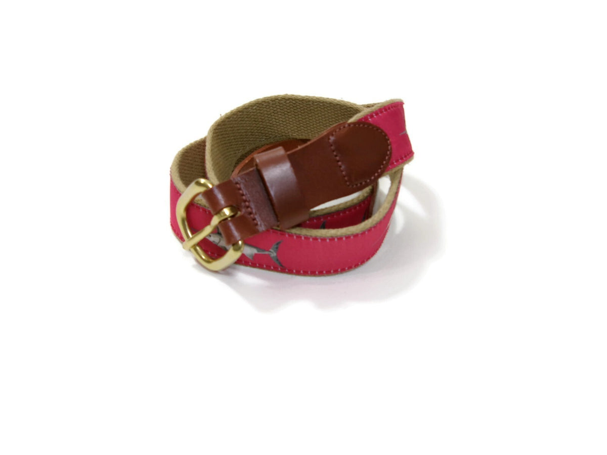 Leather Man LTD Red Marlin Fish Fishermens Belt Canva & Leather Size 36