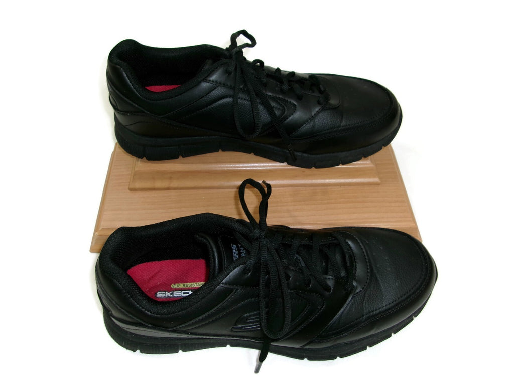 Skechers Mens Work Related Fit Wyola Slip Resistant Black Leather Shoes Size 11