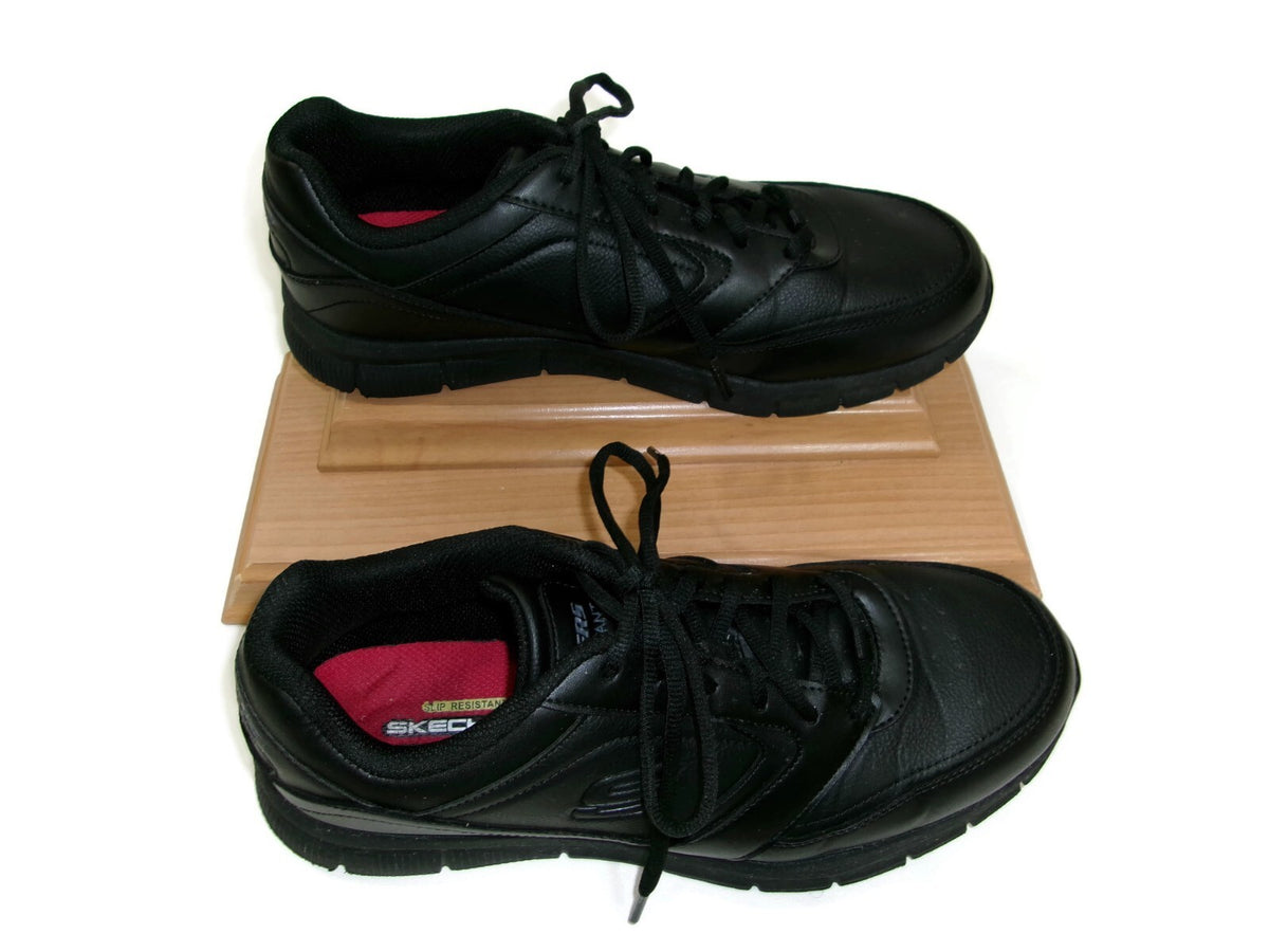 Skechers Mens Work Related Fit Wyola Slip Resistant Black Leather Shoes Size 11