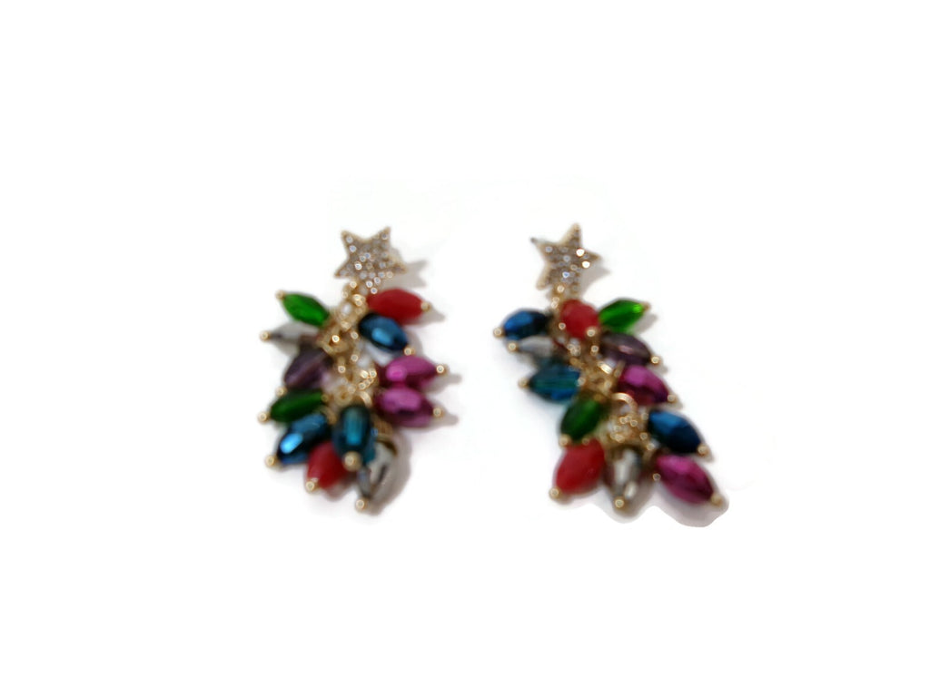 Sparkly Star Studded Beautiful Christmas Lights String Vertical Drop Earrings