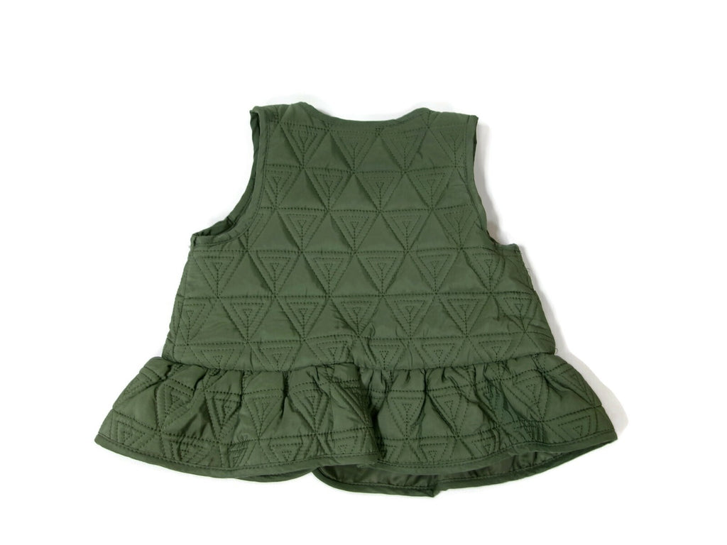 Aspen Kids Toddler Girls Quilted Olive Green  Puffer Vest Jacket Size 12 M