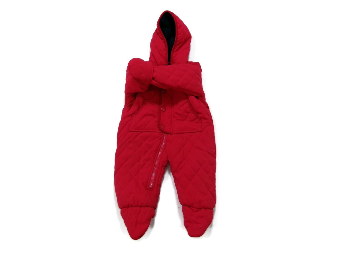 London Fog Infant Girls Boys Red Hooded Bunting One Piece Snow Suit Size 3-6 Mos