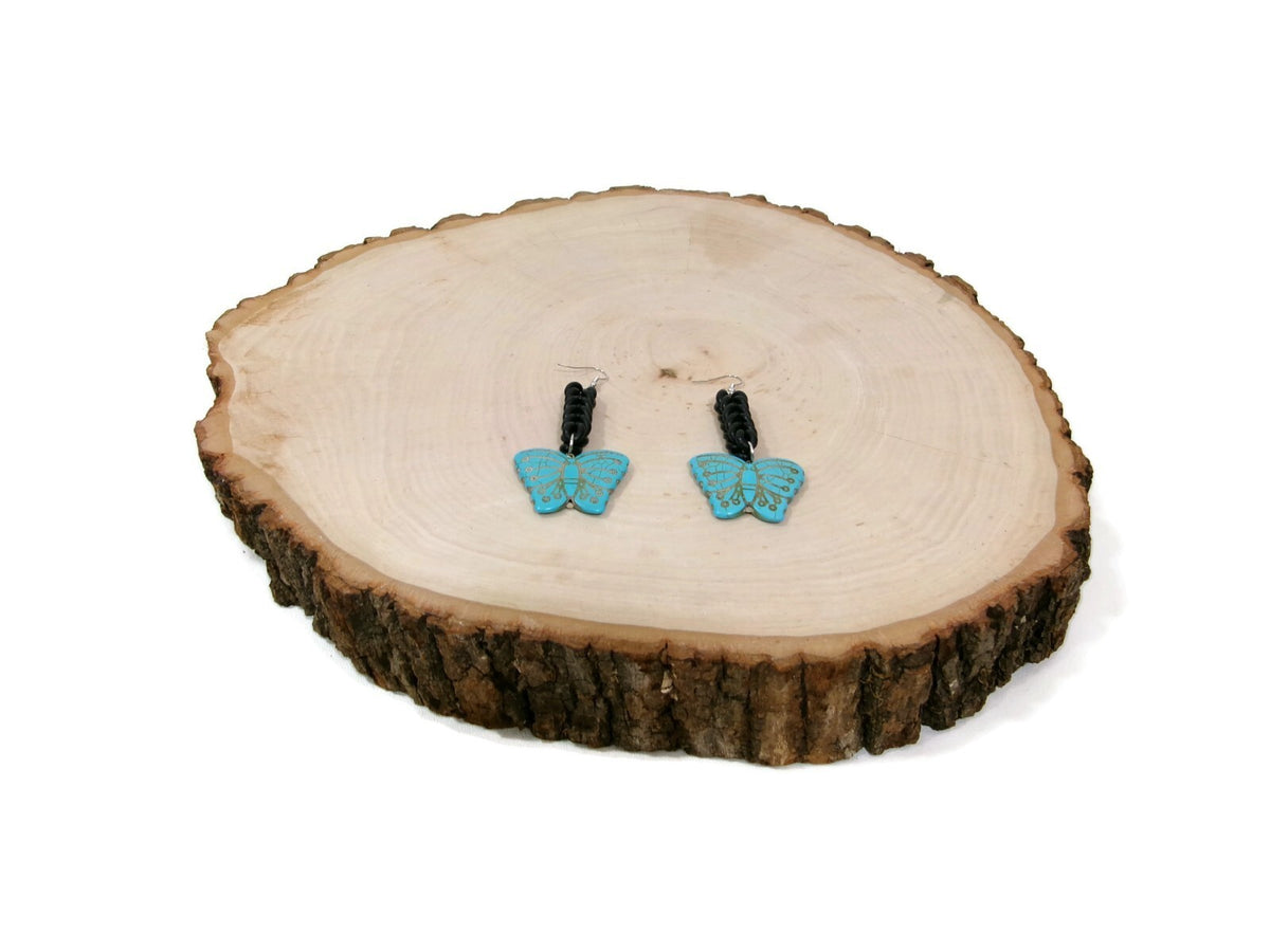 Womens Ear Candy Statement Drop Earrings   Turquoise Butterfly w/ Unique  Design